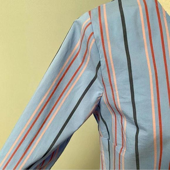 Halogen Striped Ruffled Blouse in Blue - Picture 5 of 15
